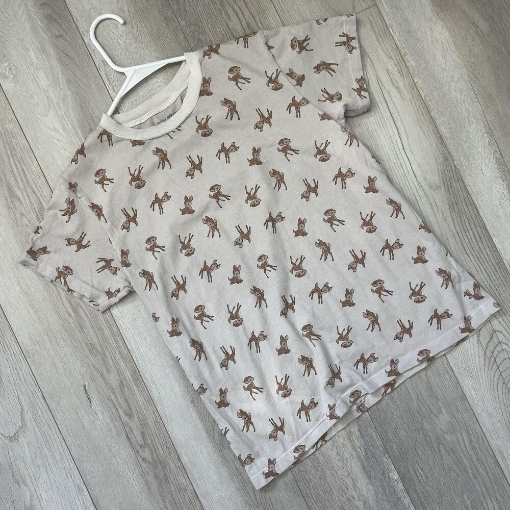 Brandy Melville Tshirt deer print crewneck womens Gray (one size) casual lounge